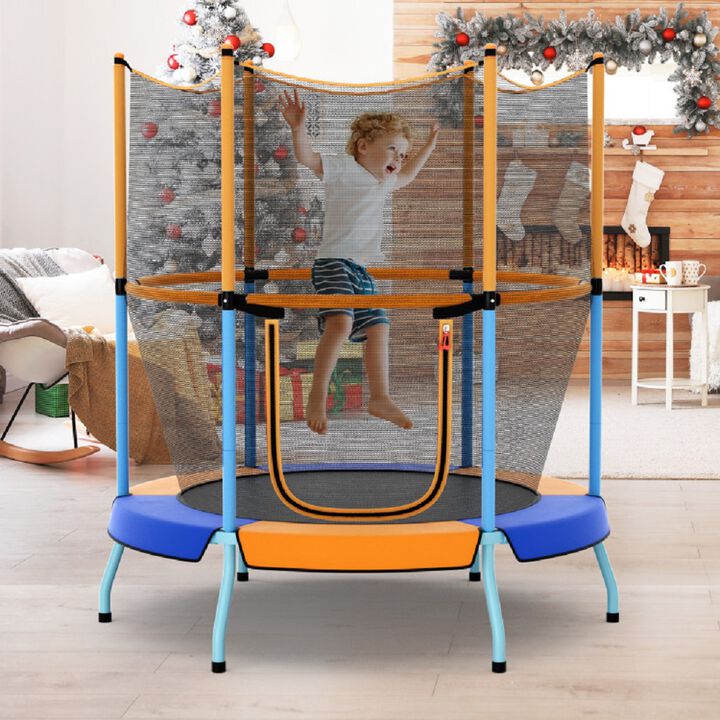 55.5 Inch Toddler Rebounder Trampoline with Enclosure Net