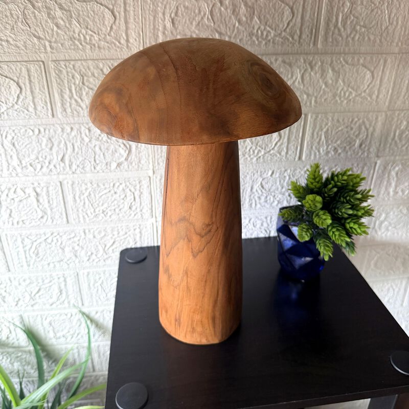 Wood Mushroom Statue 125 In Natural Solid Wood Freestanding Sculpture image number 4