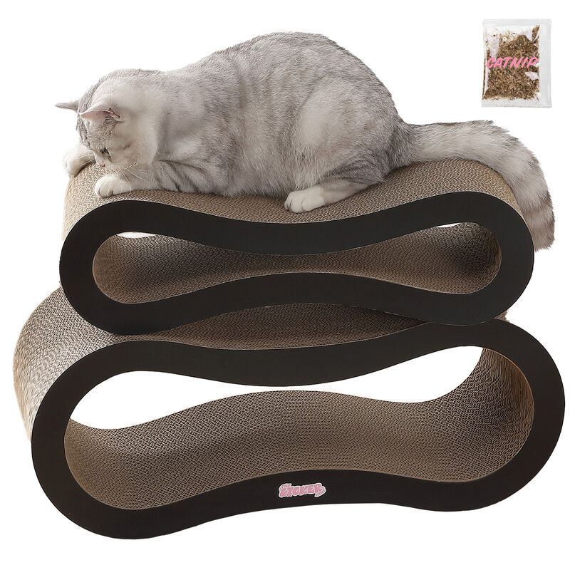 Suvi Modern Cardboard Infinity 2-in-1 Lounge Bed Cat Scratcher with Catnip