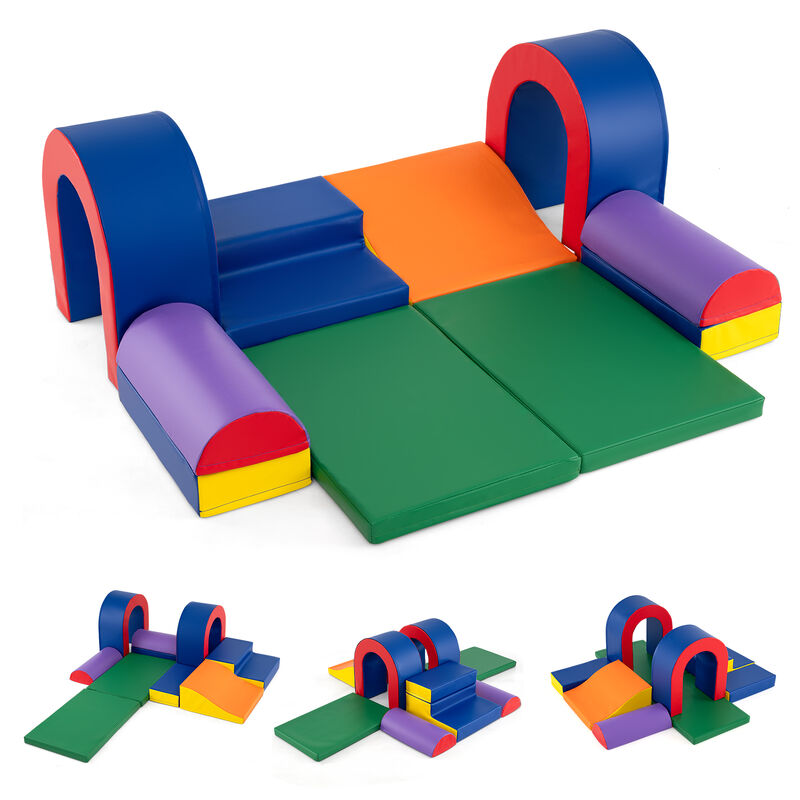 Soft PU Leather Foam Climbing Blocks 10-Piece Baby Play Gym Set-Multicolor image number 0