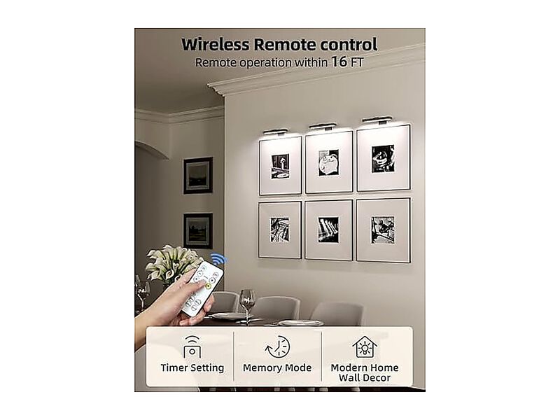 Light Wall Rechargeable 2400mAh Lights Wireless IR Remote 3 Color Dimmable 7 LED image number 3