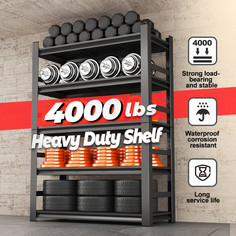 Heavy-Duty 5-Layer Adjustable Metal Storage Rack for Garage, Tool Room, or Shop