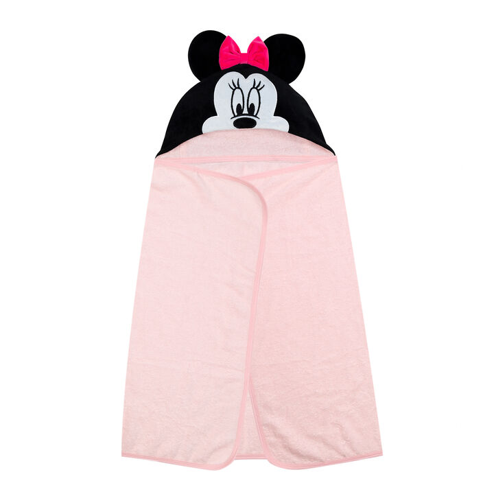 Lambs & Ivy Disney Baby Minnie Mouse Pink Cotton Hooded Baby Bath Towel