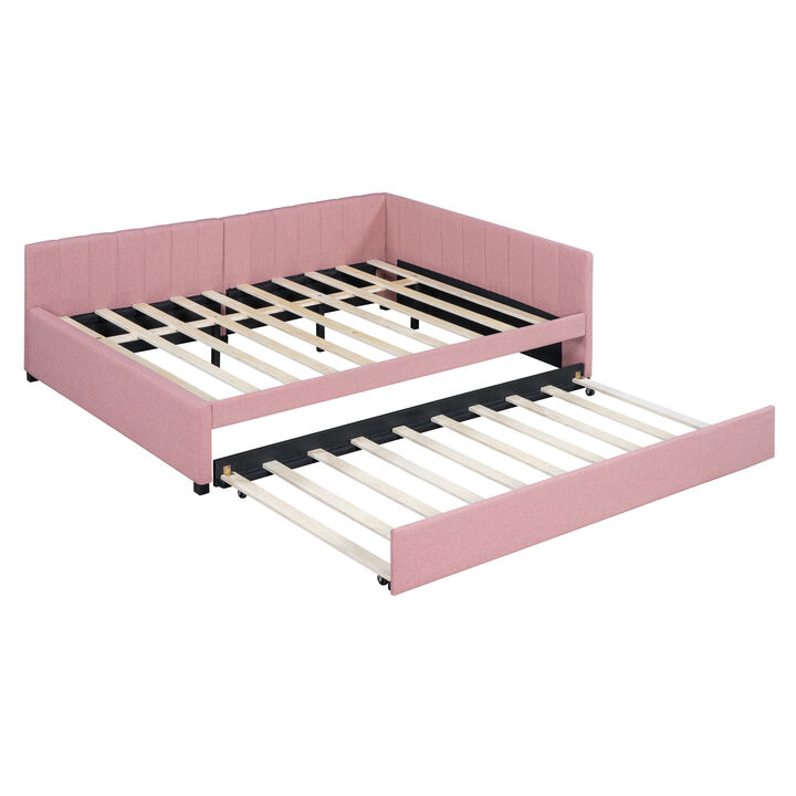 Whisen Classic Design Full Size Upholstered Daybed with Trundle