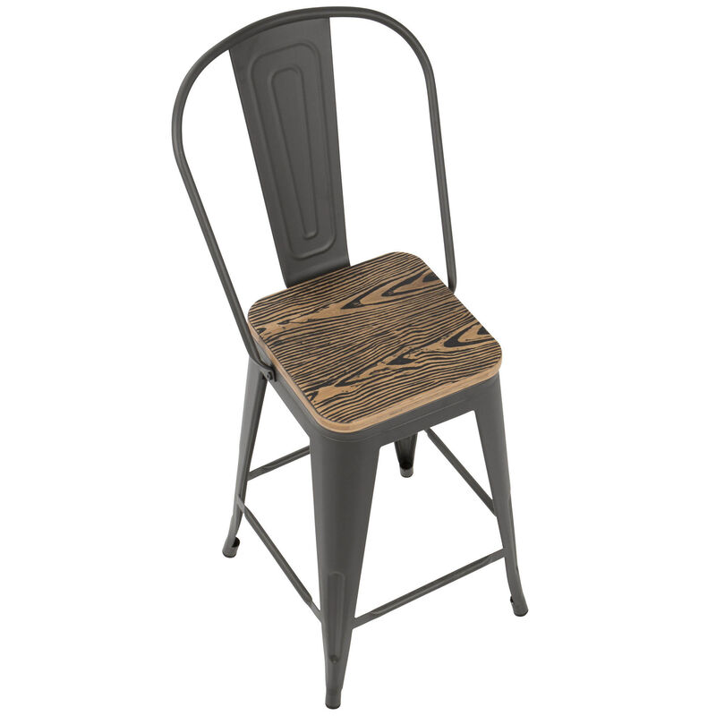 Lumisource Oregon Industrial High Back Counter Stool - Set of 2