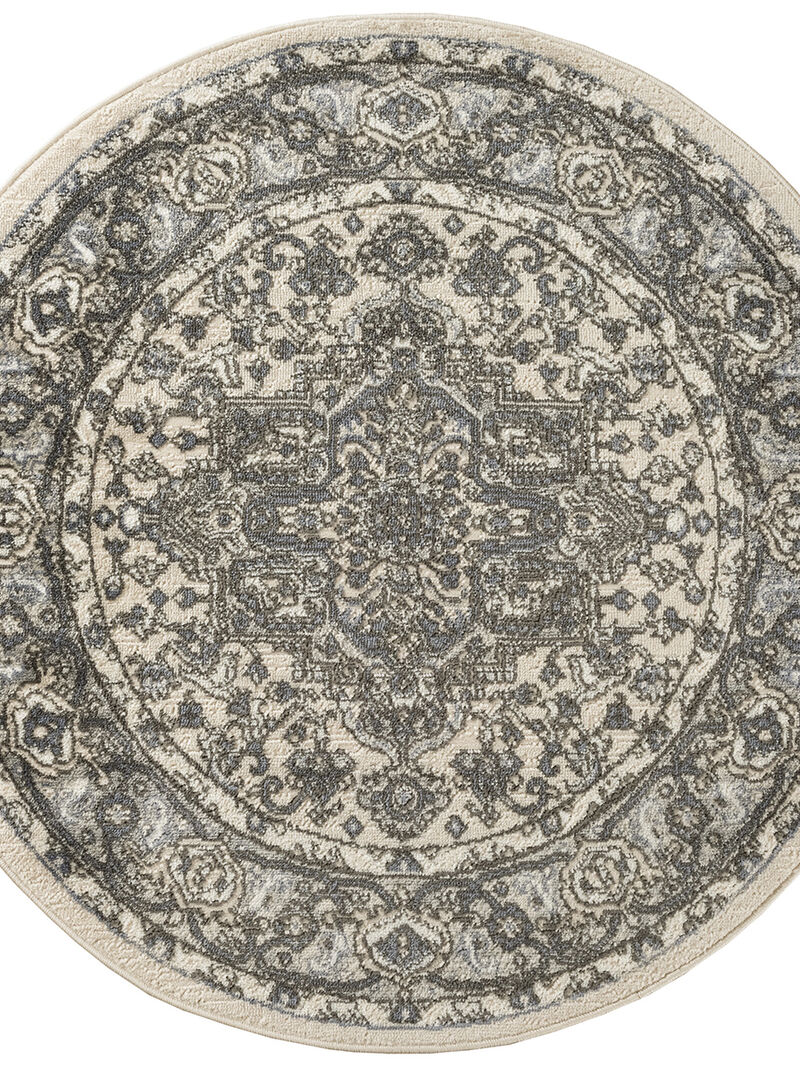Quarry QUA05 Ivory/Blue 4' x Round Rug