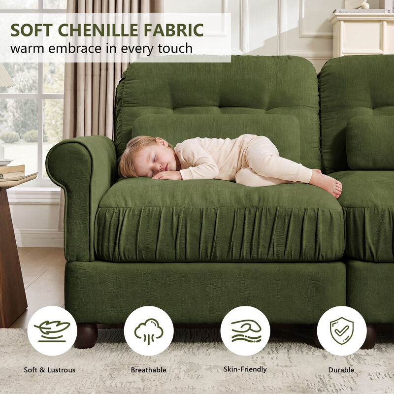 Juspep Mid Century Modern Chenille 3‑Seater Modular Sofa image number 3