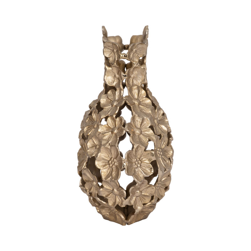 Metal, 12" Cut-out Flower Vase, Champagne image number 3