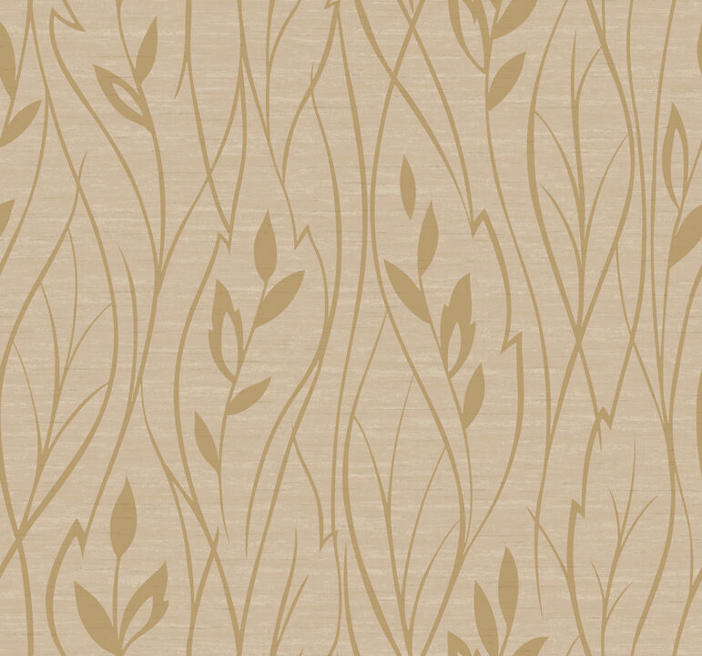 Leaf Silhouette Beige Metallic Wallpaper