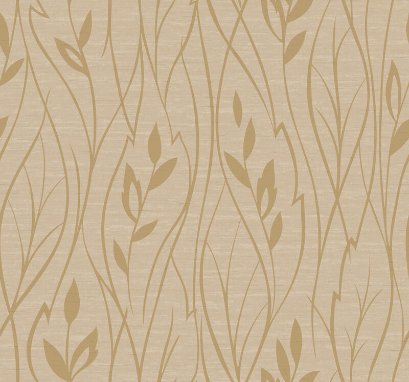 Leaf Silhouette Beige Metallic Wallpaper image number 0