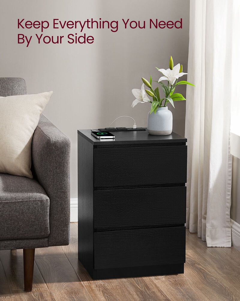 Nightstand with Charging Station for Convenient Bedside Charging and Storage
