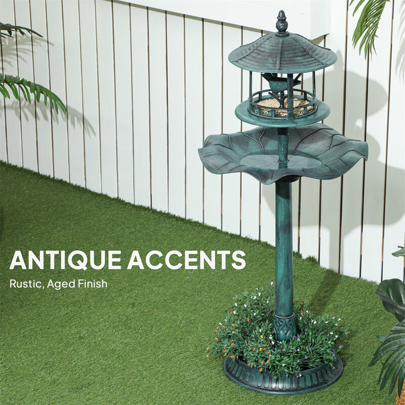 Pedestal Tall Bird Bath &ndash; Outdoor Decorative Fountain for Backyard & Garden image number 7