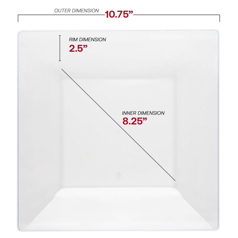10.75" Clear Square Plastic Dinner Plates (120 Plates) image number 2
