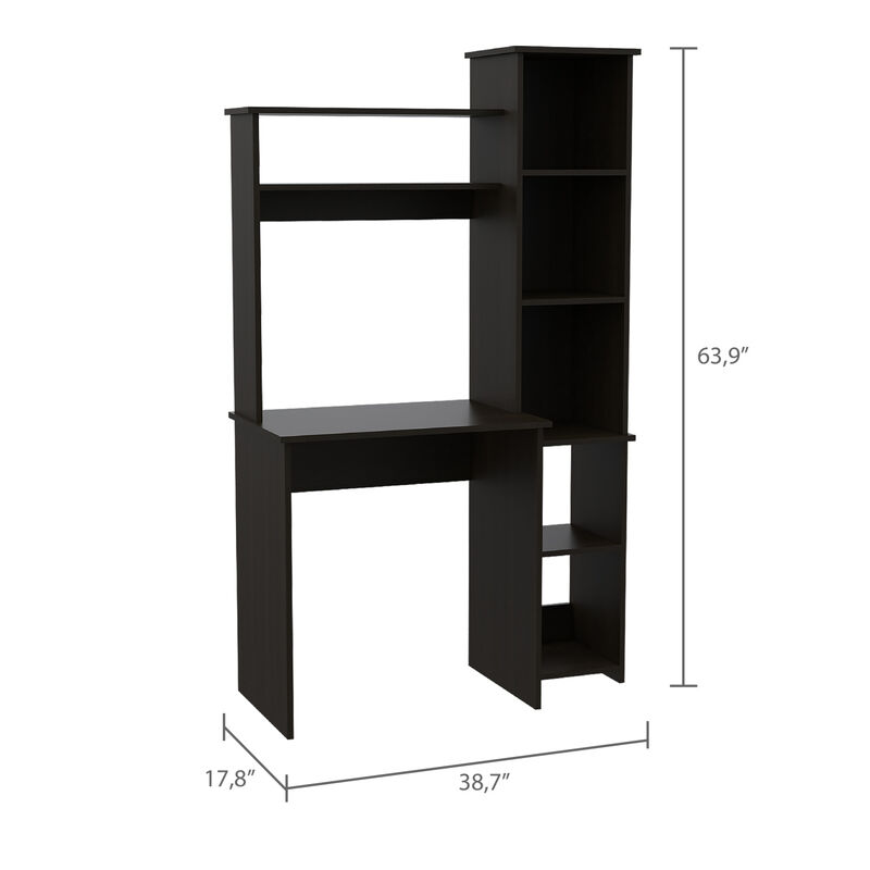 Streamdale Marston 6-Shelf Writing Desk With Built-In Bookcase Wengue image number 5