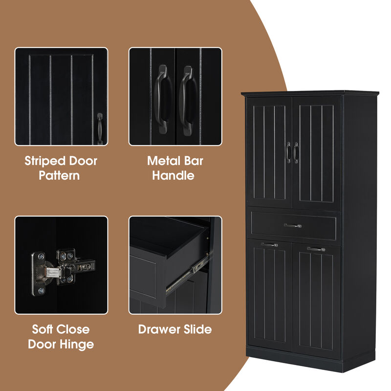 Merax Bathroom Storage Cabinet with 2 Laundry Baskets