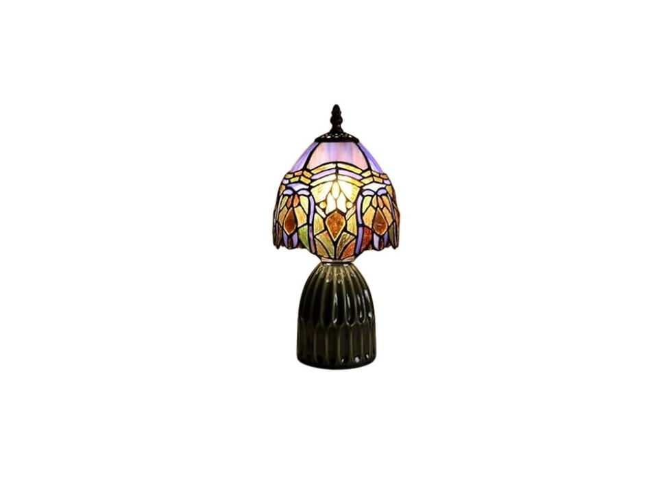 Tiffany Style Stained Glass Mushroom Accent Lamp For Bedroom Bedside Desk