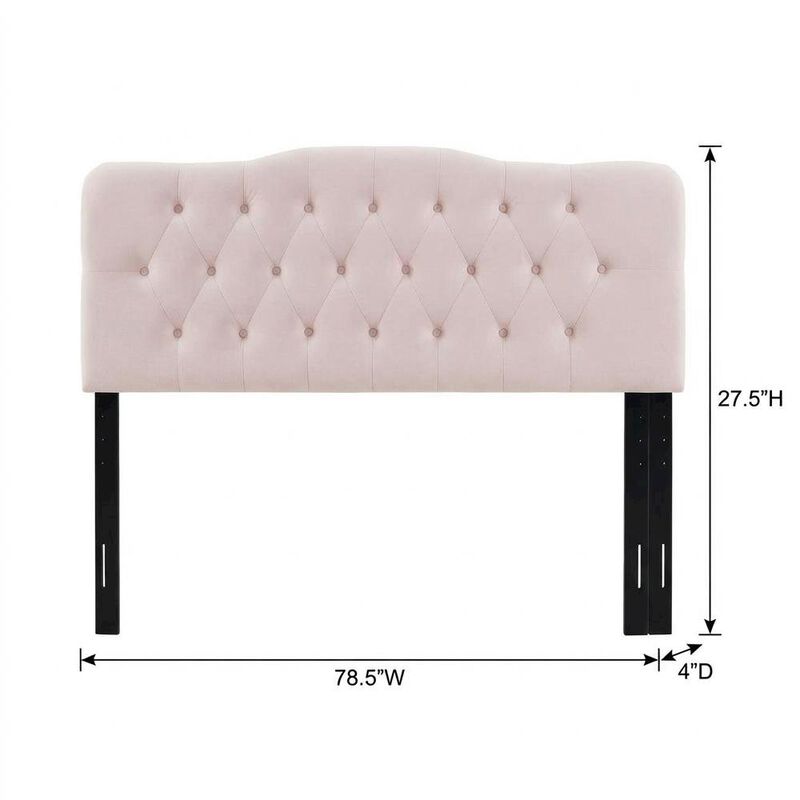 Pink Tufted Velvet Headboard with Diamond Pattern and Plush Padding image number 1