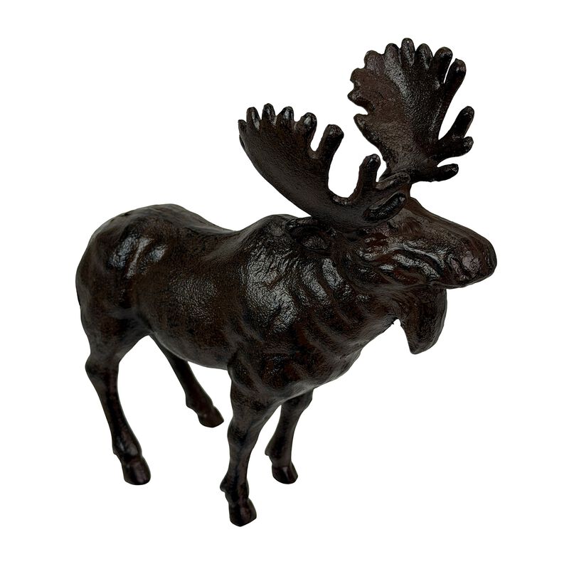 Cast Iron Moose Statue Brown Glossy Wildlife Sculpture 85 Inch Decor image number 0