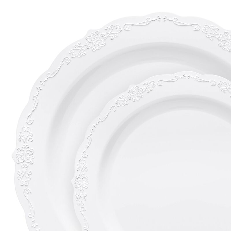 White Vintage Round Plastic Dinnerware Value Set (120 Sets) image number 9