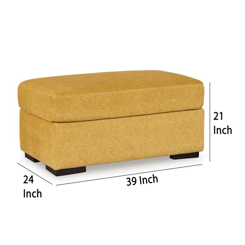 Viena Rectangular Accent Ottoman, Soft Yellow Faux Velvet 24x39 Inch - Benzara