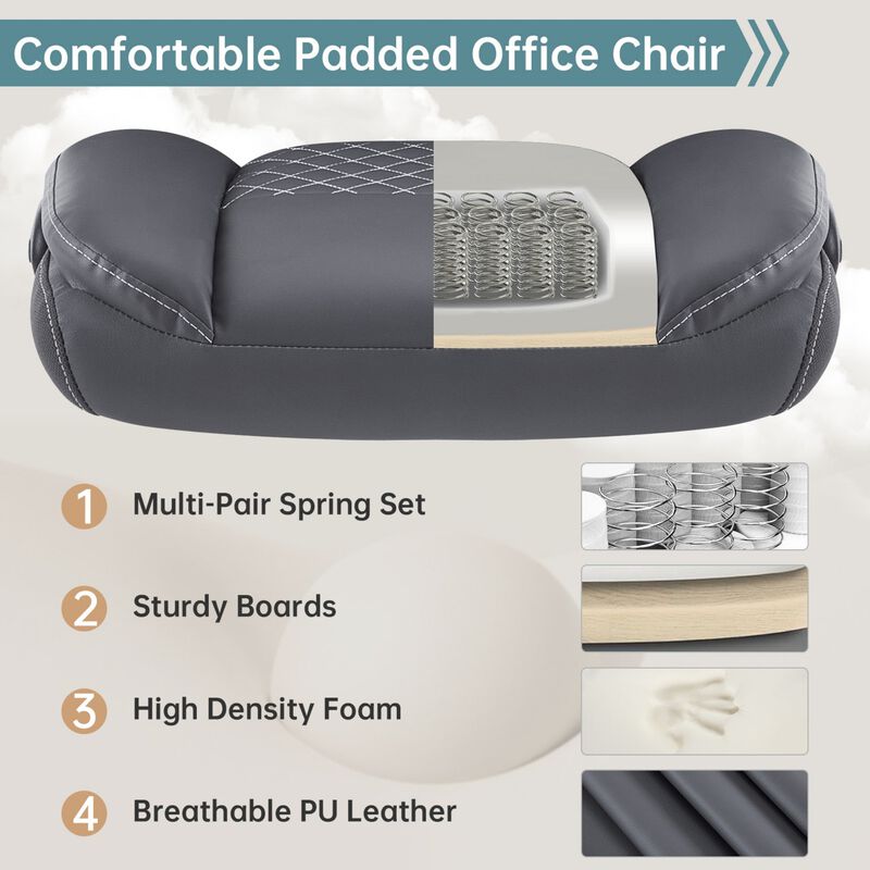Ergonomic Leather Office Chair with Flip-Up Armrests, Lumbar Support, Swivel & Rocking &ndash; Home Office Desk Chair image number 4