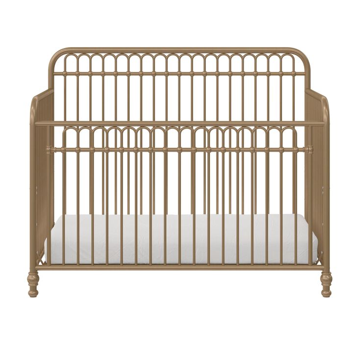 Little Seeds Ivy 3-in-1 Convertible Metal Crib, JPMA Certified, Off White