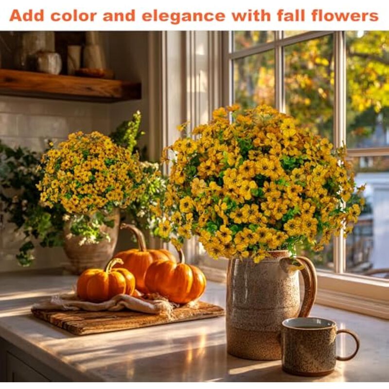 16 Bundle Yellow Artificial Greenery Plants Outdoor Garden Porch Decor image number 3