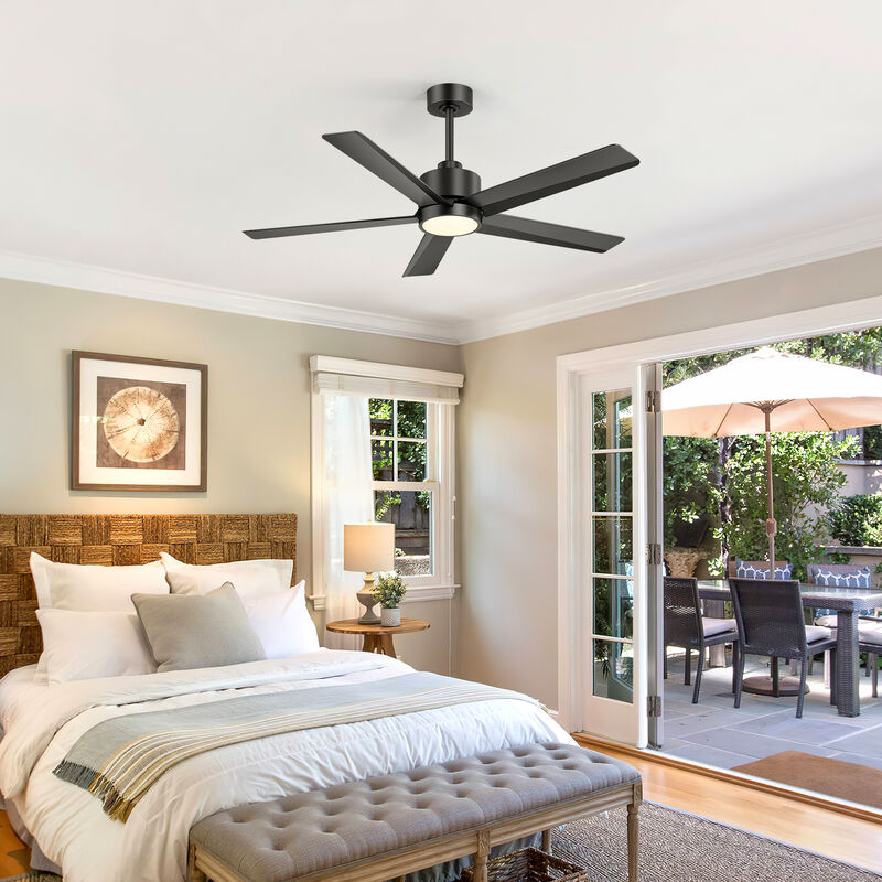 Breezary 52" LED Ceiling Fan with Light, 5 Blade, 6 Speed, Reversible, Quiet Downrod Mount, Remote Control image number 8