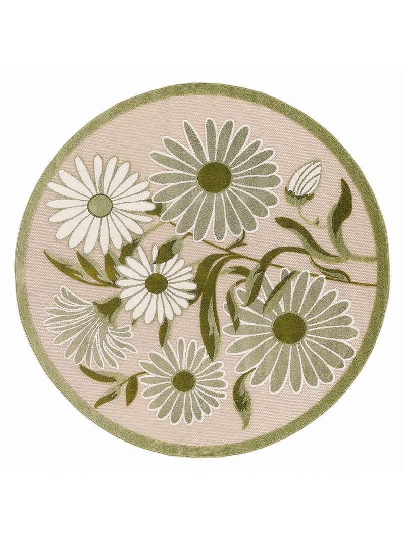 Aloha ALH33 Ivory/Green 7'10" x Round Rug