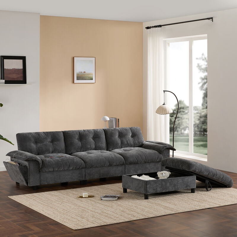 Merax Sectional Sofa, L-Shape with Multifunctional Armrest