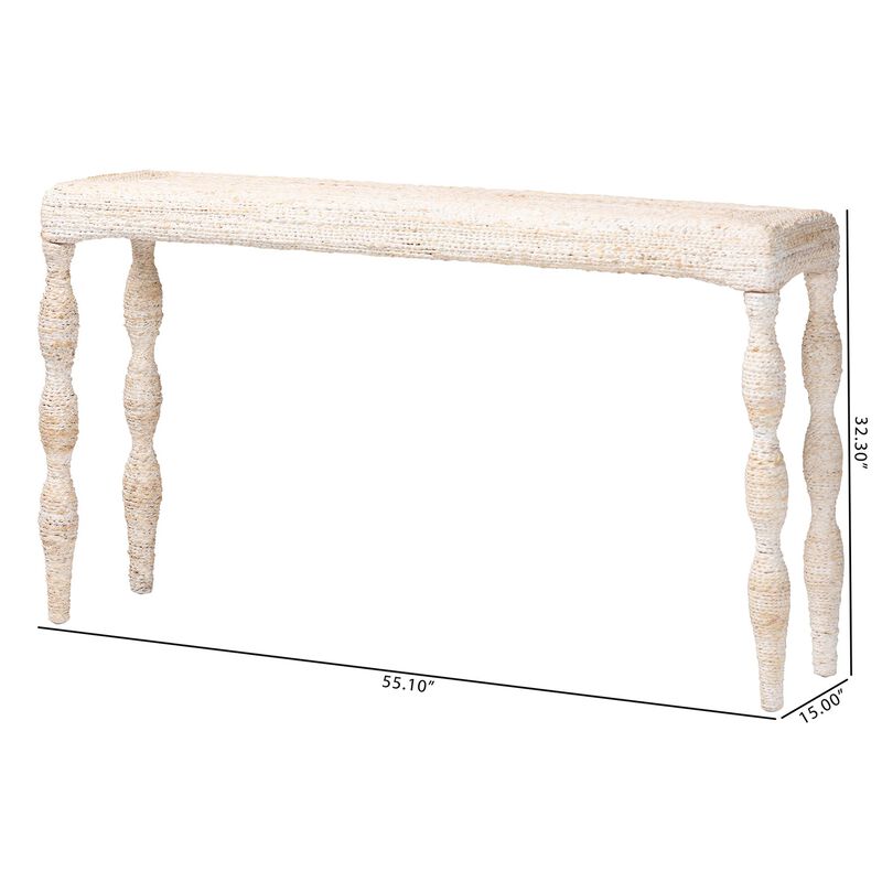 bali & pari Lejane Woven Seagrass Console Table - Handwoven Wicker Waterfall Accent Table with for Entryway, Living Room, or Hallway image number 6