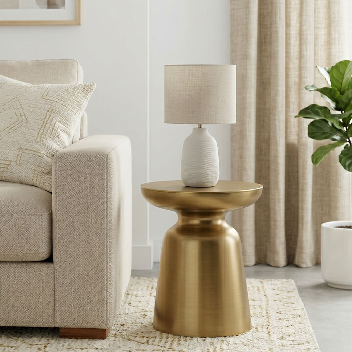 Toby 17 inch Wide Modern Industrial Metal Accent Table in Gold Iron, Assembled