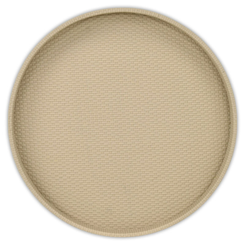 HomeRoots 15" Taupe Faux Wicker Round Serving Tray image number 2