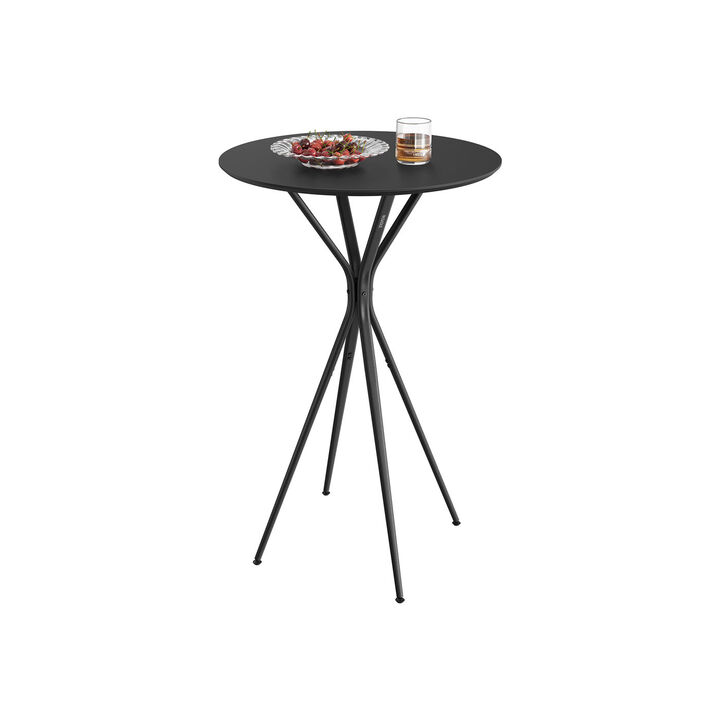 High Pub Table with Footrest – Tall Round Table for Standing or Bar Stool Seating in Home or Office