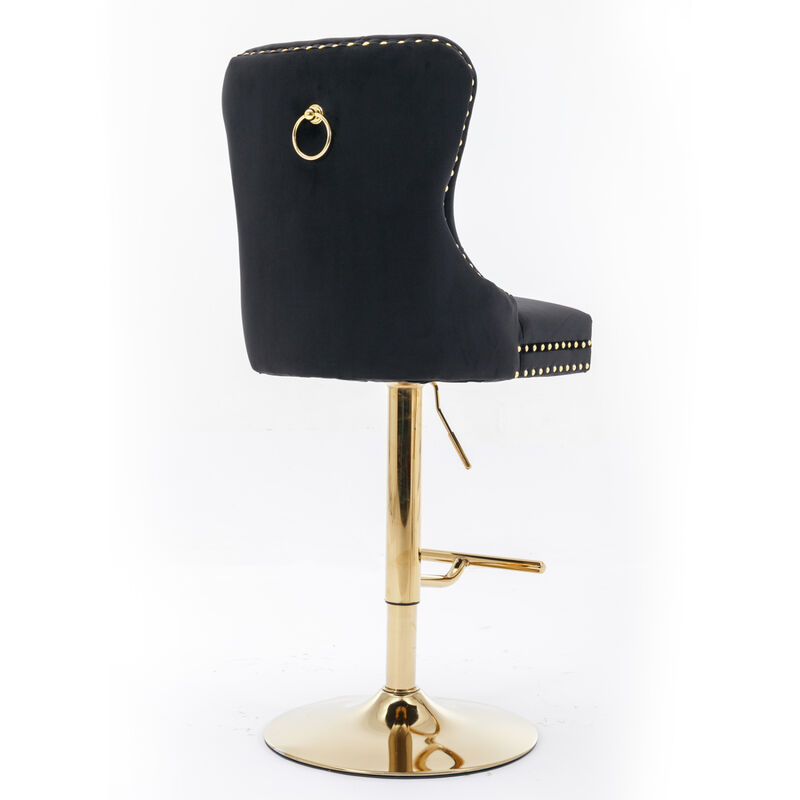 Streamdale Modern Velvet Swivel Bar Stools, Set of 2 image number 4