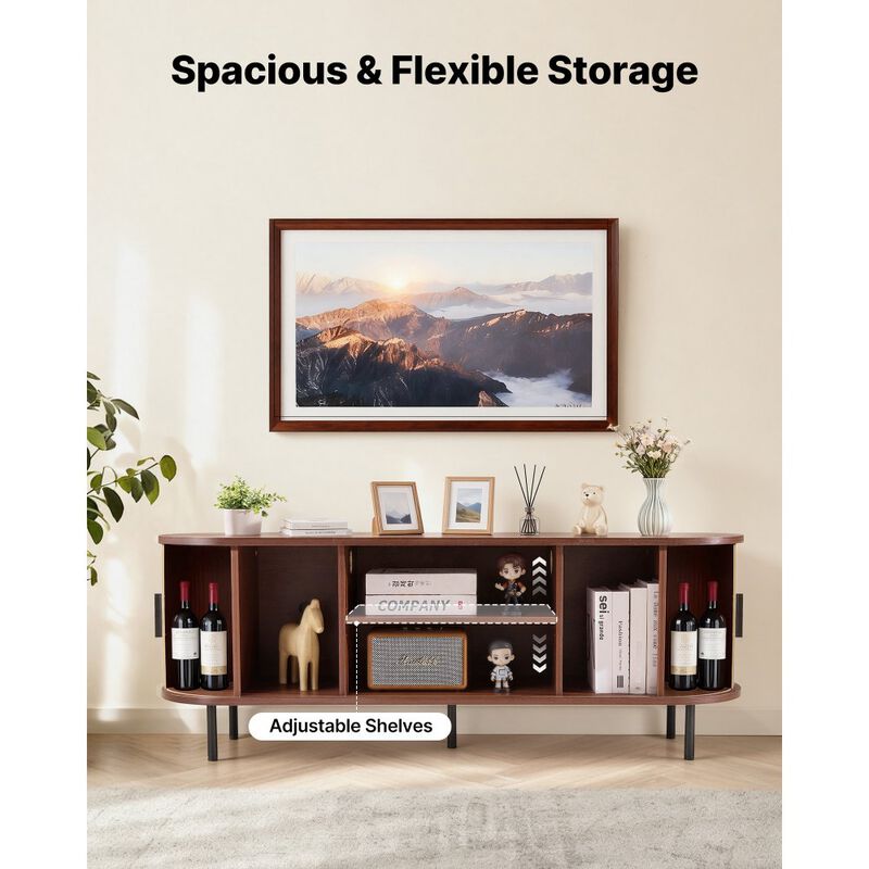TV Stand for TVs up to 58 Inch with Adjustable Shelves and Sliding Door image number 2
