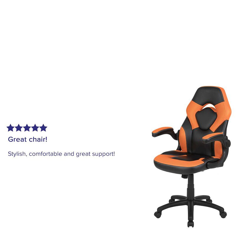 Flash Furniture X10 Gaming Chair Racing Office Computer Swivel Chair, White/Black LeatherSoft image number 1