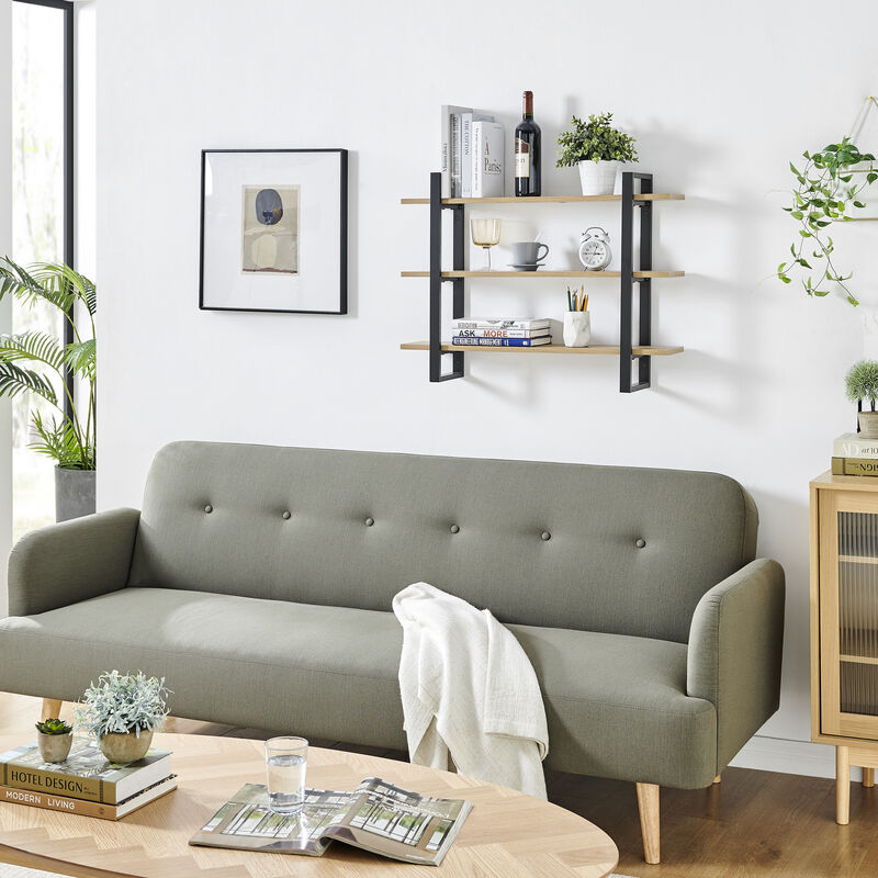 Rio Three Tier Modular Floating Bracket Wall Shelf - Chestnut