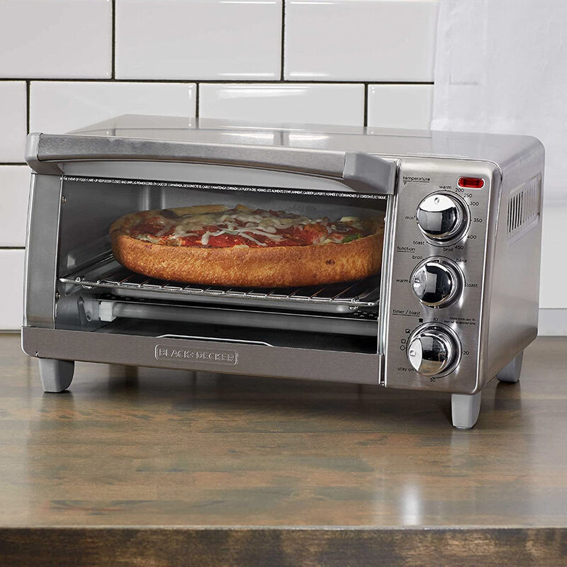 Black and Decker Natural Convection 4 Slice Toaster Oven in Stainless Steel image number 1