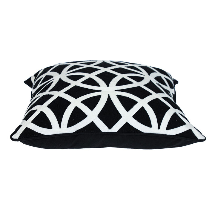 HomeRoots 20" Black Geometric Cotton Throw Pillow