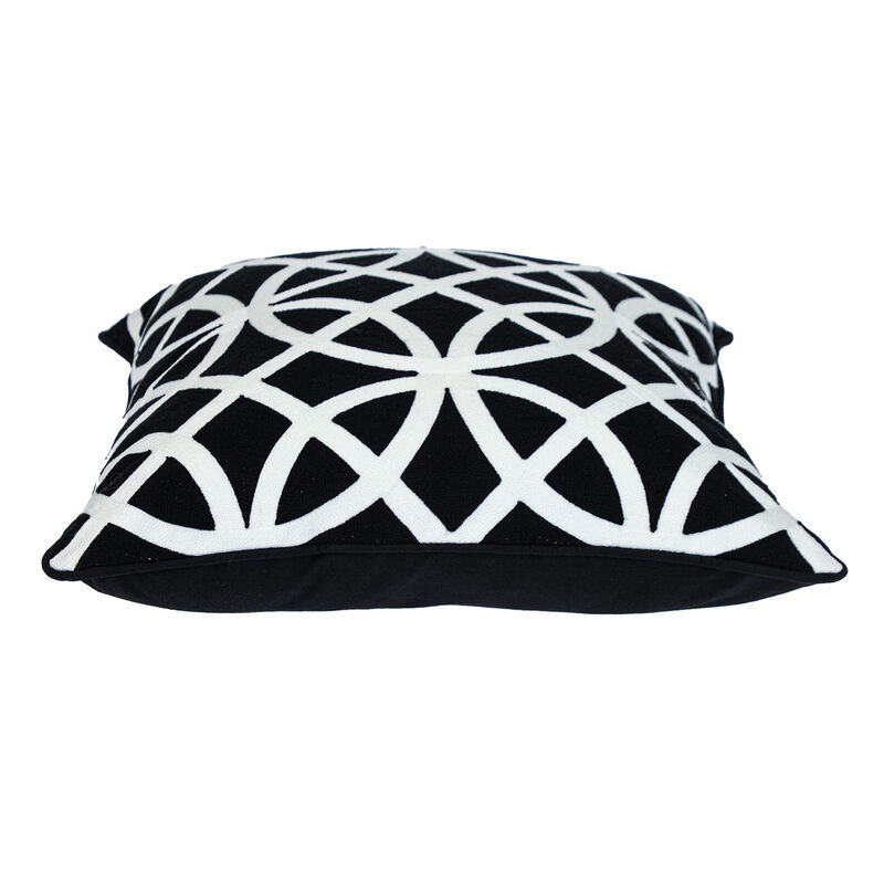 HomeRoots 20" Black Geometric Cotton Throw Pillow image number 0