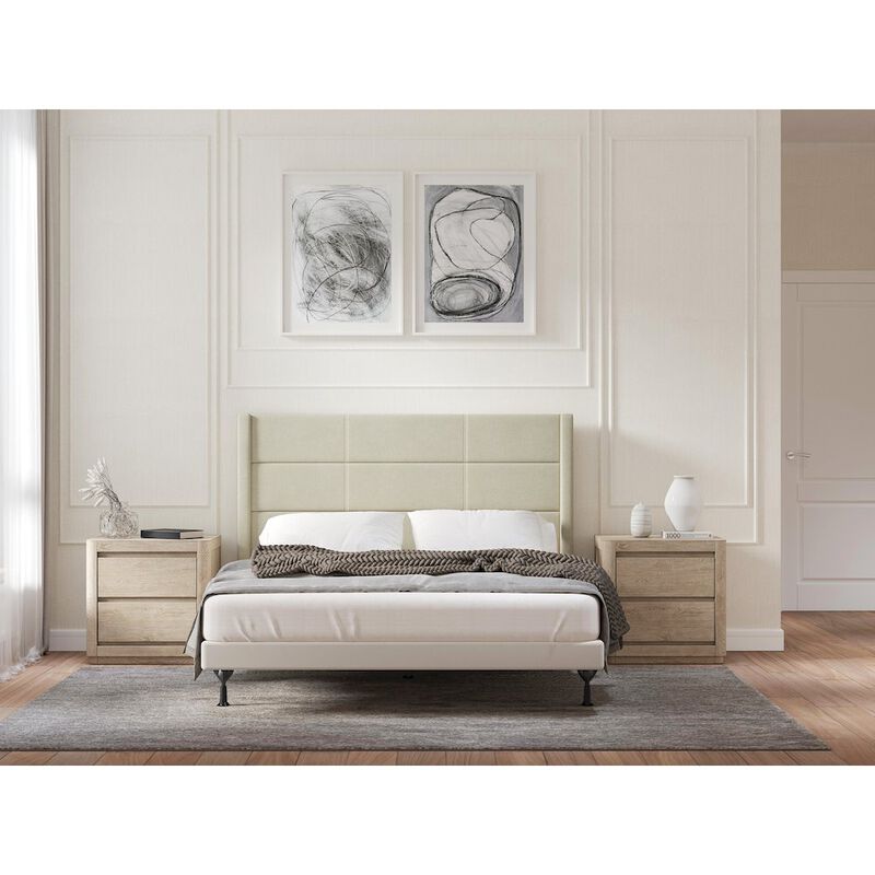 Rize Home Upholstered Headboard Queen Beige image number 1