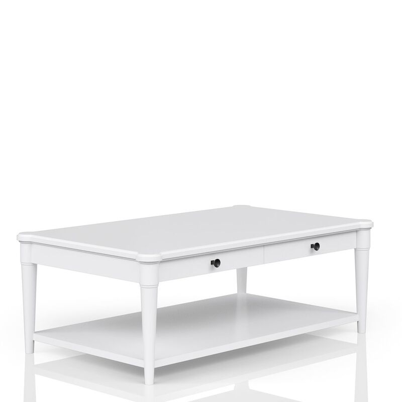 Wilmington Wood Top Cocktail Table W/ Casters-White