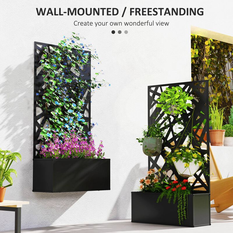 Hivvago Freestanding or Wall-Mount Metal Garden Planter image number 3