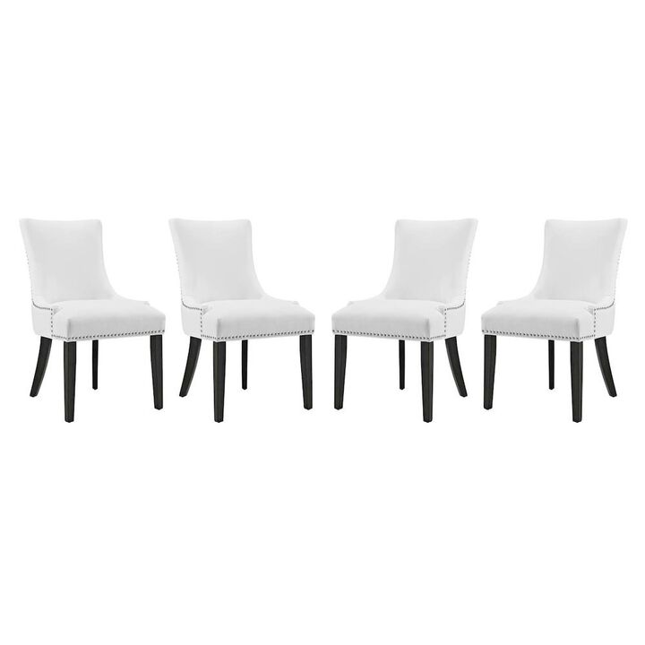 Faux Leather Upholstered Dining Chairs, White, Set of 4