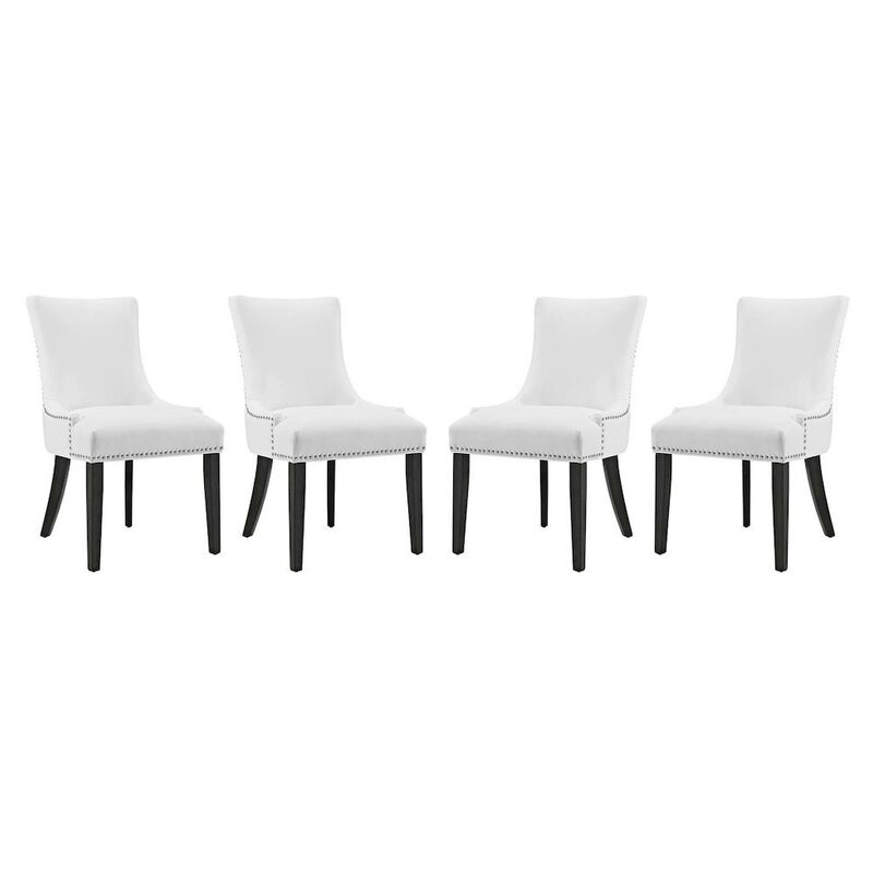 Faux Leather Upholstered Dining Chairs, White, Set of 4 image number 0