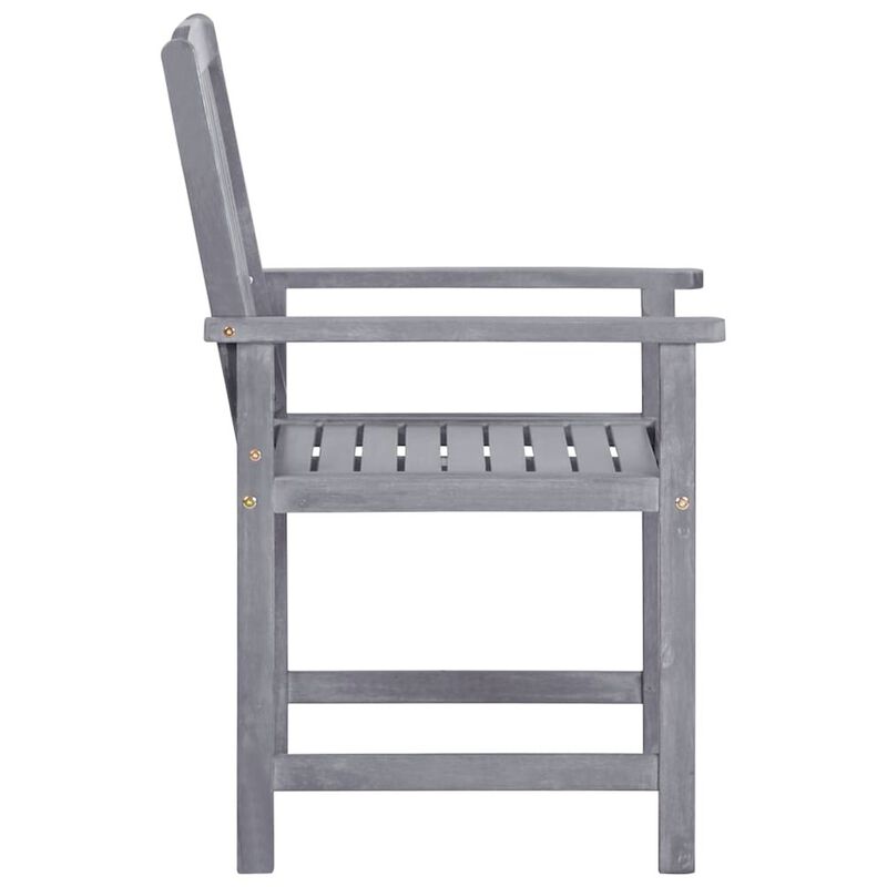 Garden Chair Set of 4 Grey Solid Acacia wood Standard Durable