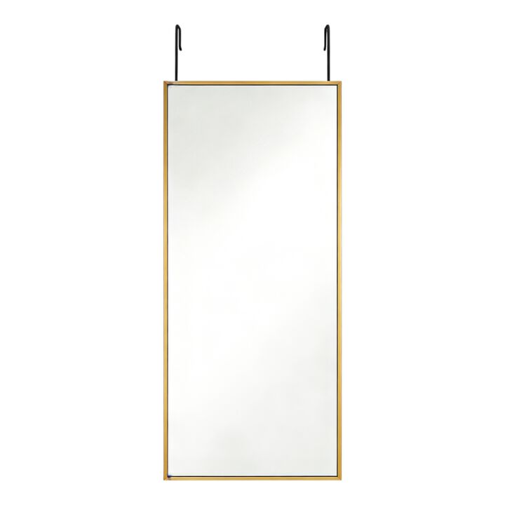 HomeRoots 47" Gold Aluminum Over the Door Framed Accent Mirror