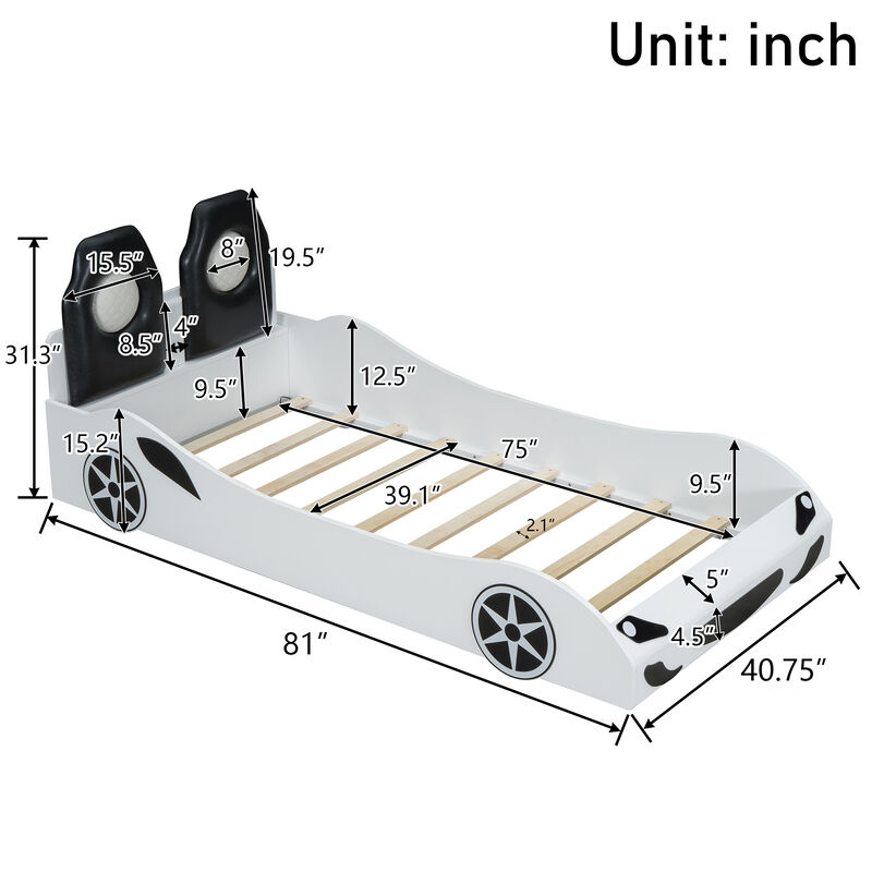 Merax Race Car-Shaped Platform Bed with LED