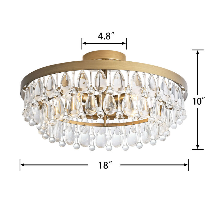 Charlotte 4-light Crystal Teardrop Round Flush Mount image number 6